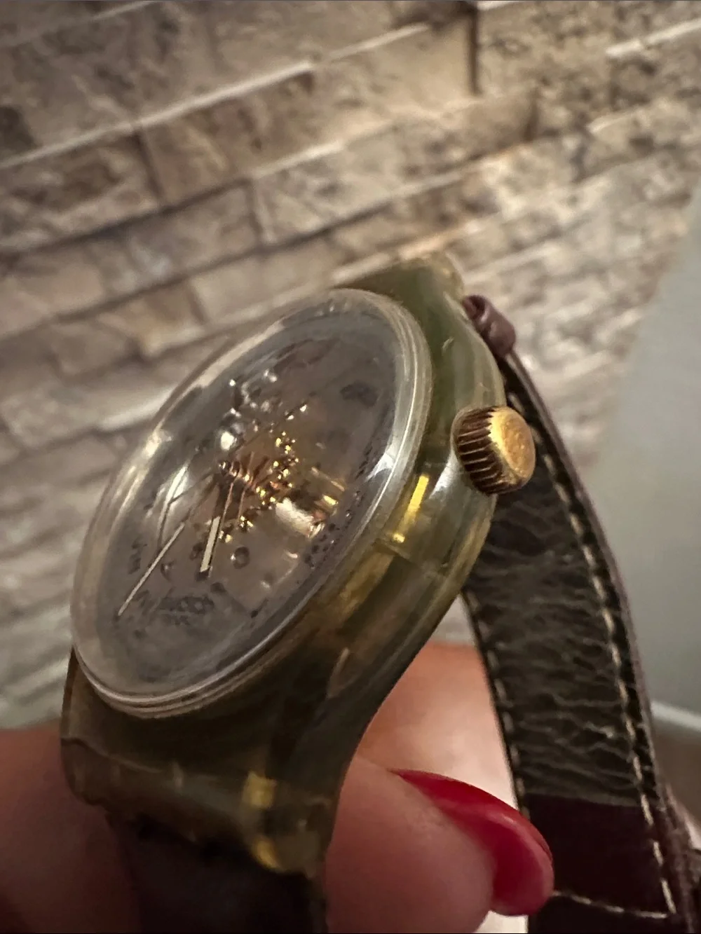Swatch Gold and Blue Skeleton Dial Watch